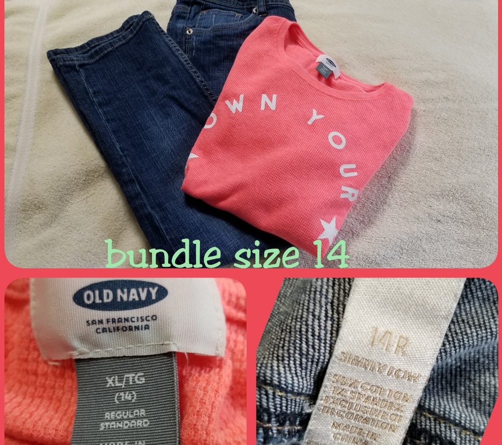 Girls jean/shirt bundle size 14